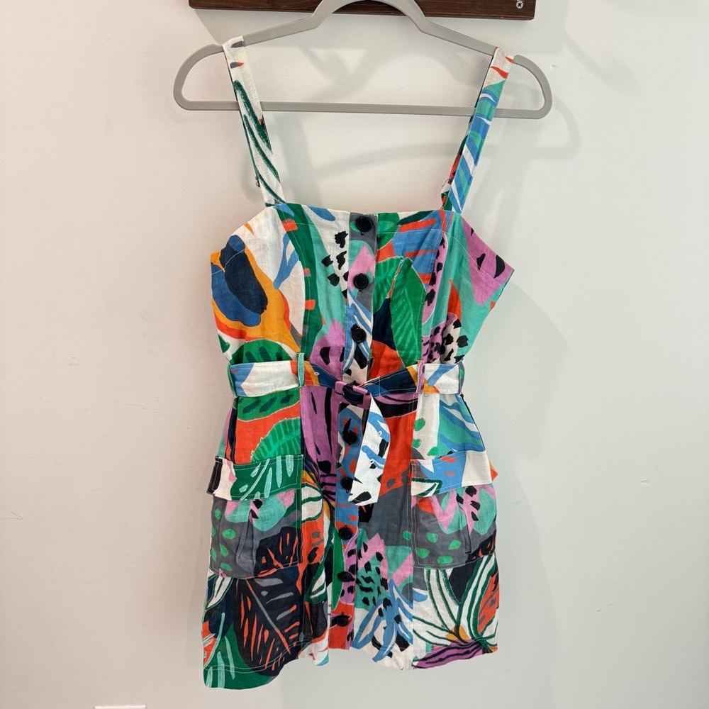 Parker Weslyn Tropical Belted Linen Mini Dress Size 6